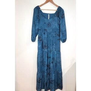 Soma Round Neck Tiered Built-In Bra Maxi Dress Paloma Floral Size small